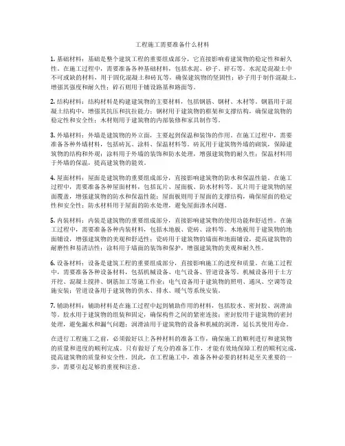工程施工需要准备什么材料