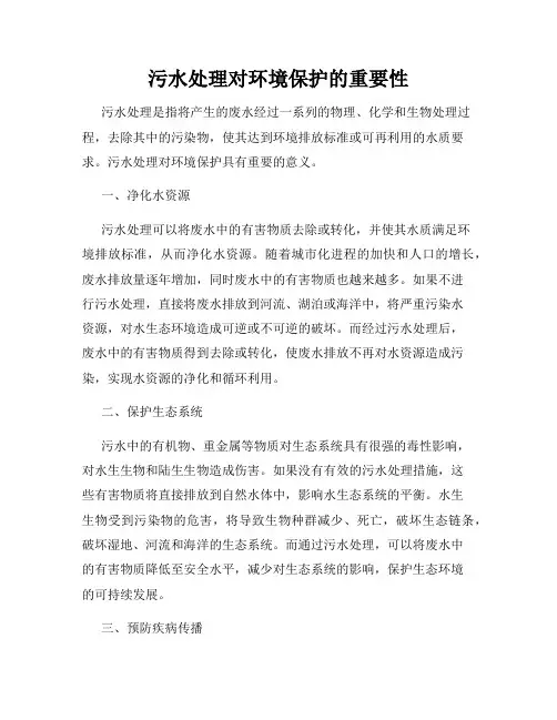 污水处理对环境保护的重要性