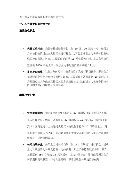 从护盘行为判断主力筹码