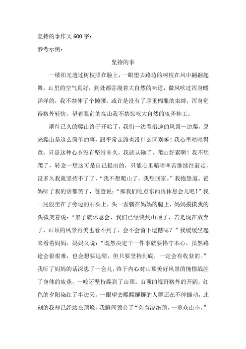 坚持的事作文600字