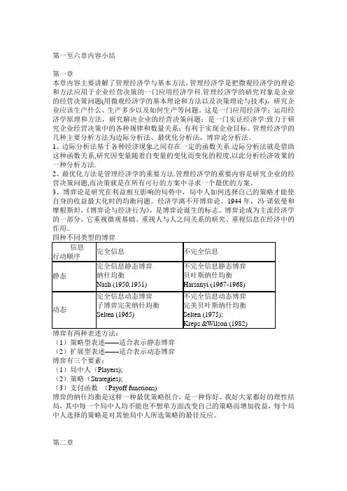 管理经济学小结