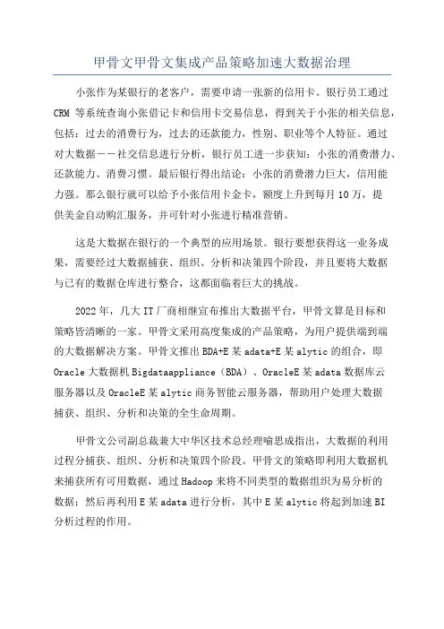 甲骨文甲骨文集成产品策略加速大数据治理