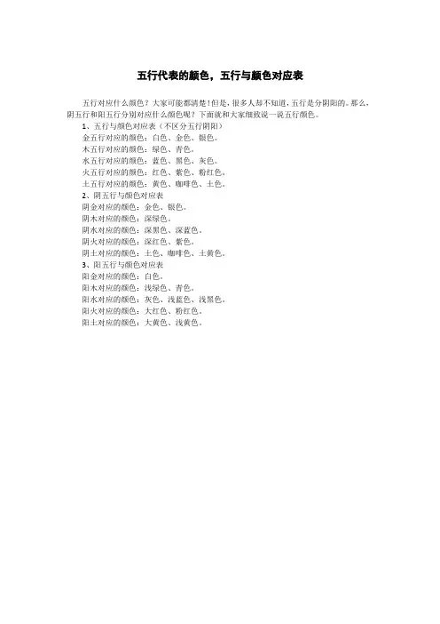 五行代表的颜色，五行与颜色对应表
