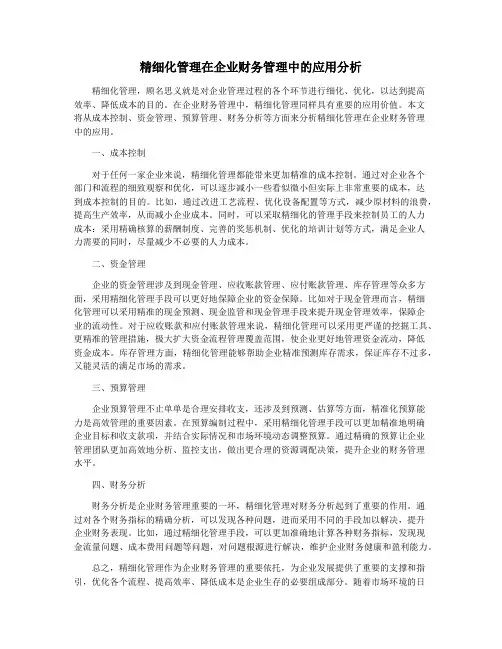 精细化管理在企业财务管理中的应用分析