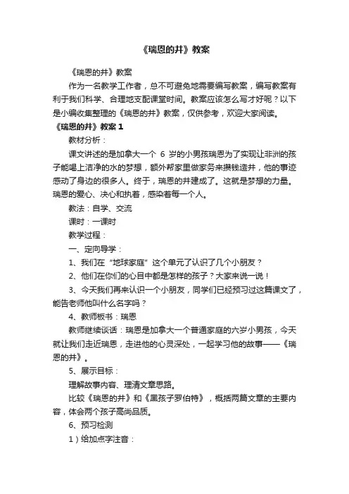 《瑞恩的井》教案