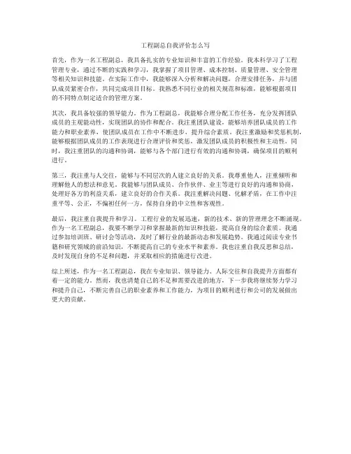 工程副总自我评价怎么写