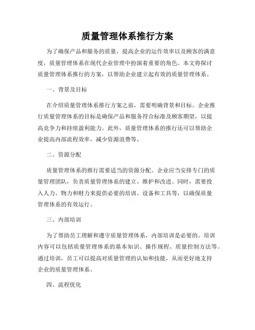 质量管理体系推行方案