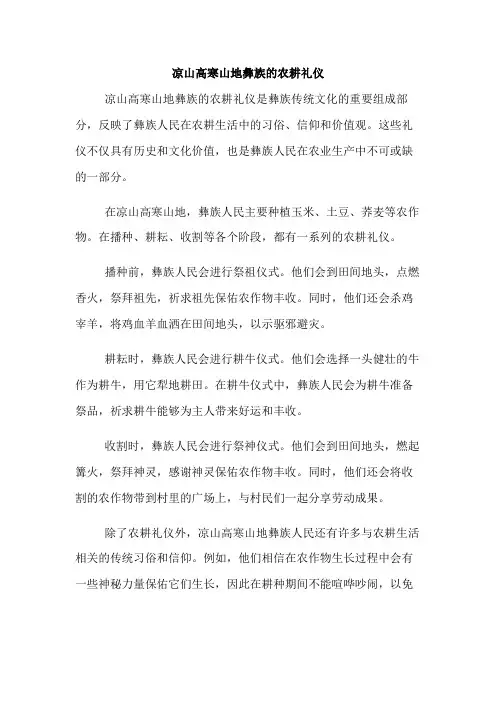 凉山高寒山地彝族的农耕礼仪