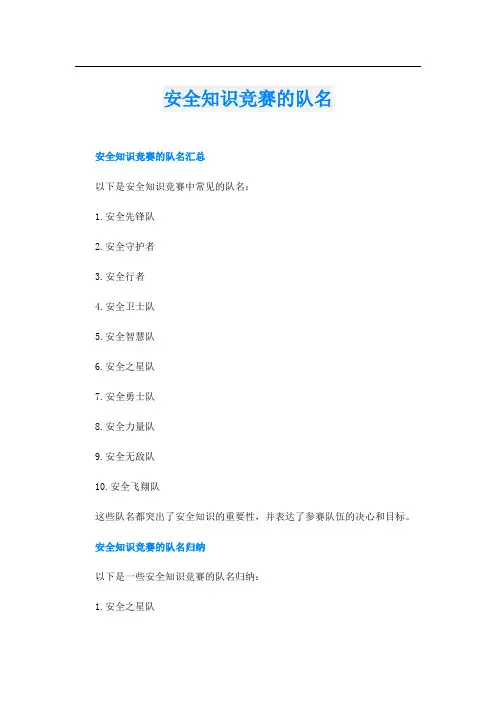 安全知识竞赛的队名