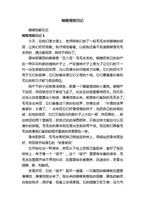 蝴蝶观察日记