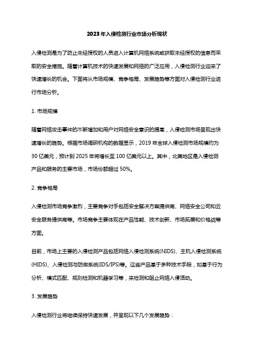 2023年入侵检测行业市场分析现状