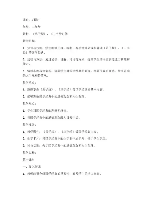 国学诵读小学教案模板范文