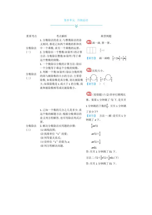 五年级数学下册素材-单元归纳总结-北师大版 第5单元归纳总结