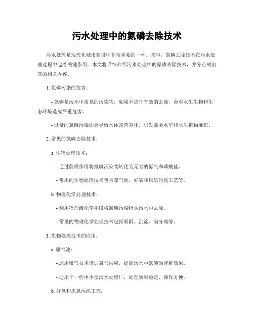 污水处理中的氮磷去除技术