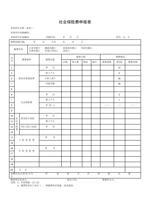 社会保险费申报表