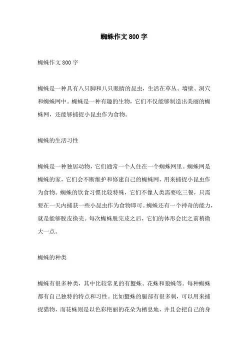 蜘蛛作文800字