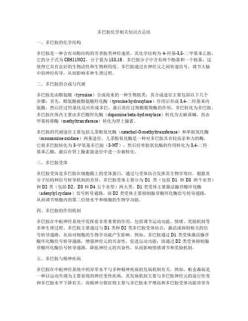 多巴胺化学相关知识点总结