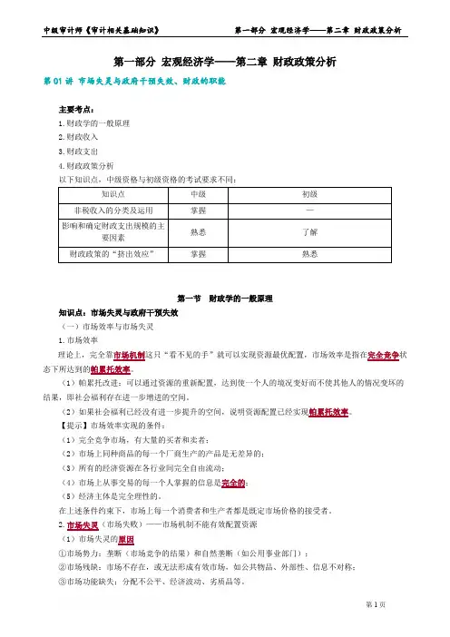 1021第01讲 市场失灵与政府干预失效、财政的职能