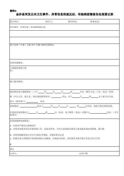 突发公共卫生事件、异常信息、传染病疫情报告处理登记表 - 副本