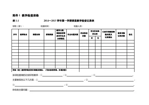 教学检查表格