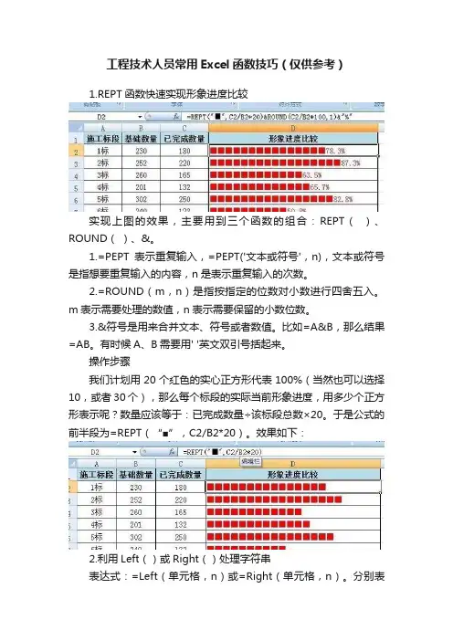 工程技术人员常用Excel函数技巧（仅供参考）