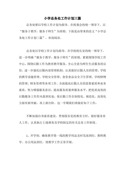2020年小学总务处工作计划三篇