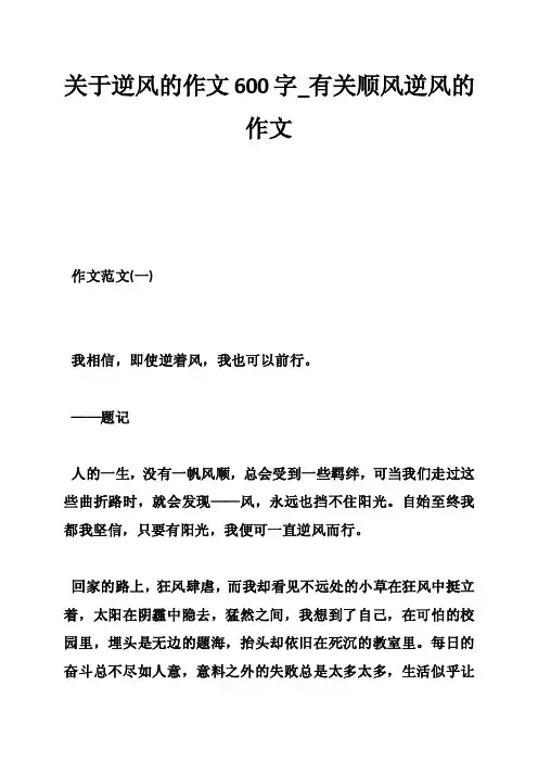 关于逆风的作文600字_有关顺风逆风的作文