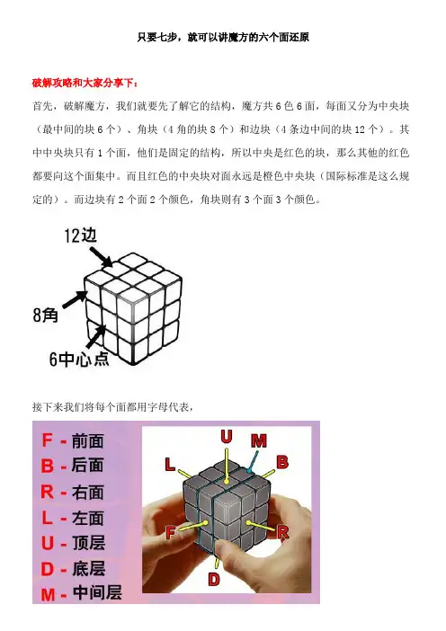 只要七步,就可以讲魔方的六个面还原