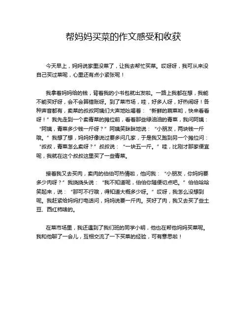 帮妈妈买菜的作文感受和收获