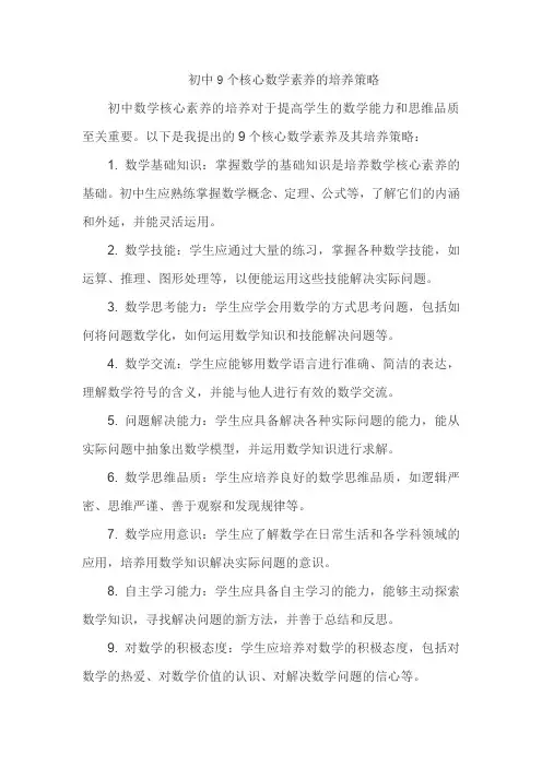 初中9个核心数学素养的培养策略
