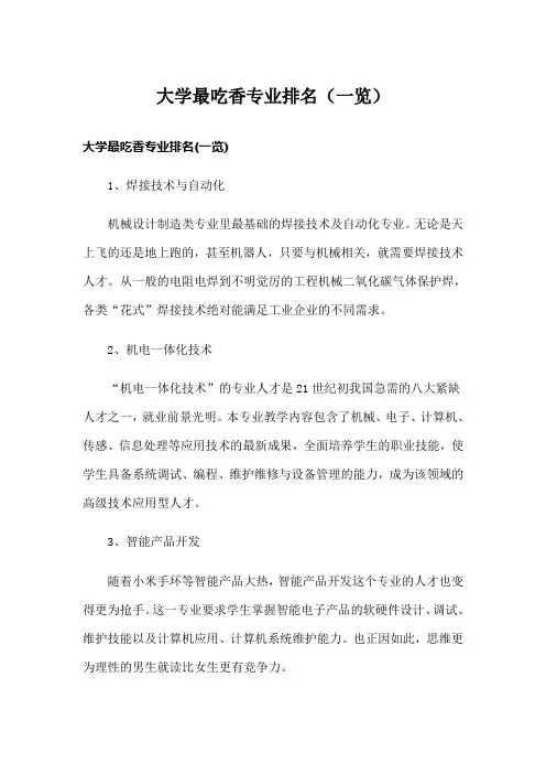 大学最吃香专业排名(一览)