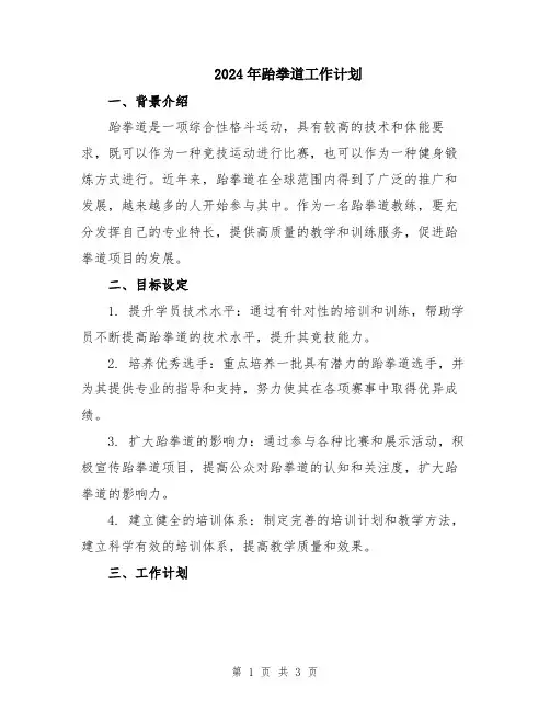 2024年跆拳道工作计划