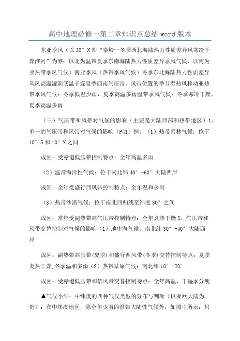 高中地理必修一第二章知识点总结word版本