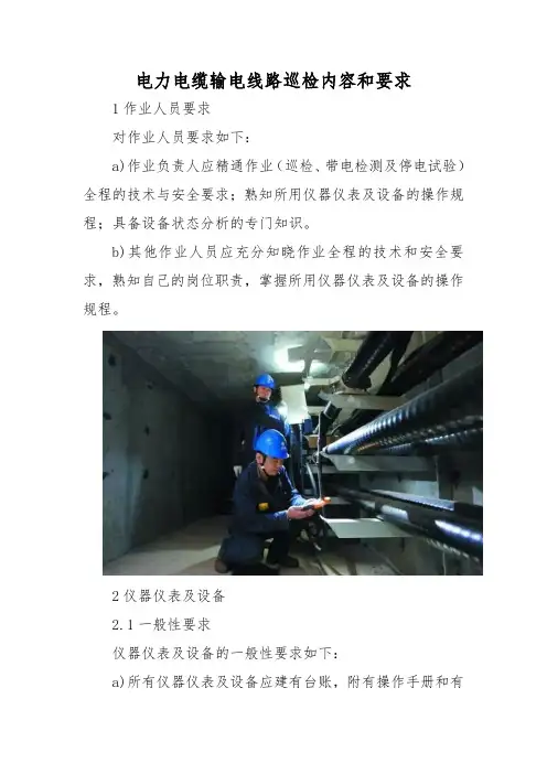 电力电缆输电线路巡检内容和要求