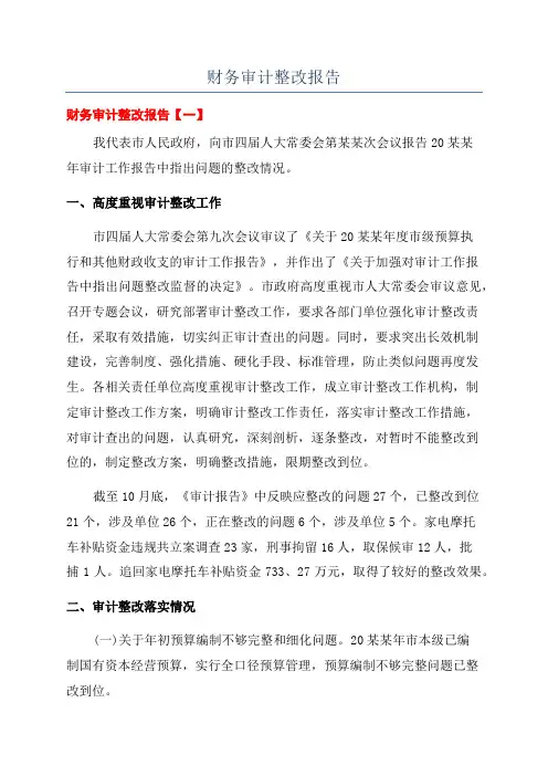 财务审计整改报告