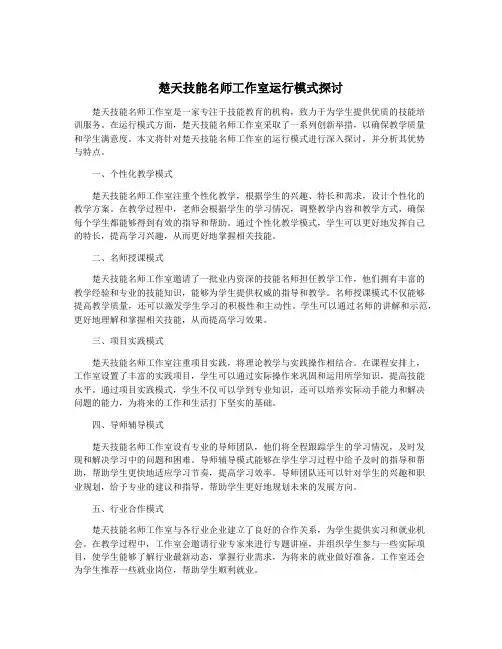 楚天技能名师工作室运行模式探讨