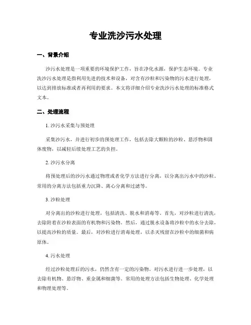 专业洗沙污水处理