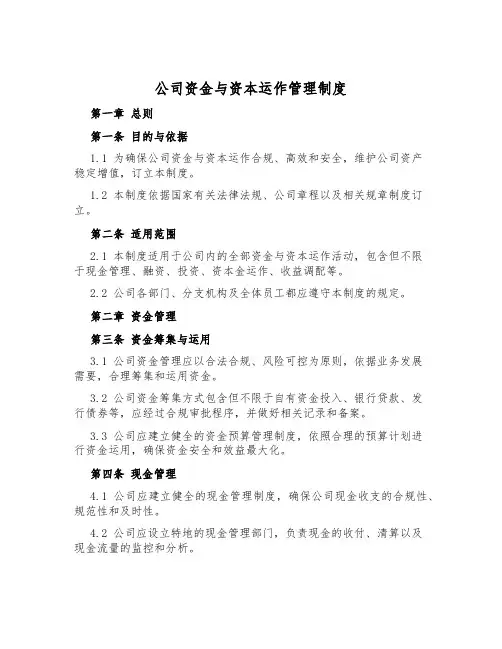公司资金与资本运作管理制度