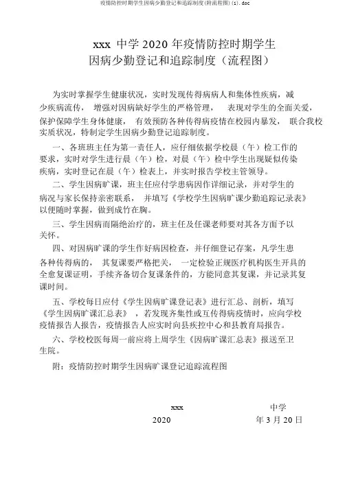 疫情防控期间学生因病缺勤登记和追踪制度(附流程图)(1).doc