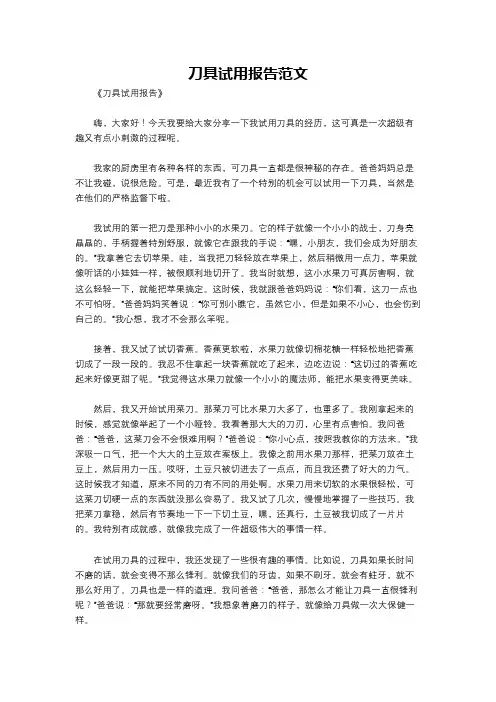 刀具试用报告范文