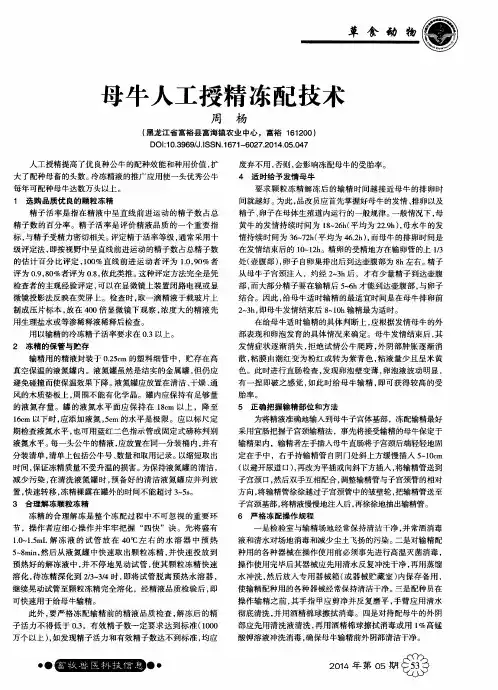 母牛人工授精冻配技术