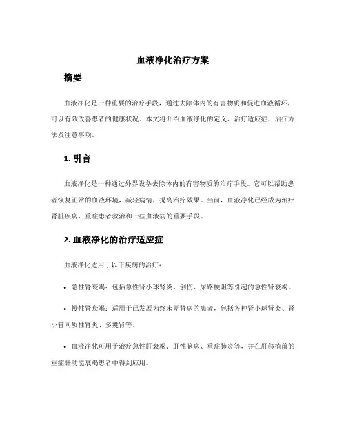 血液净化治疗方案