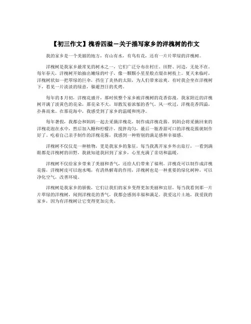 【初三作文】槐香四溢―关于描写家乡的洋槐树的作文