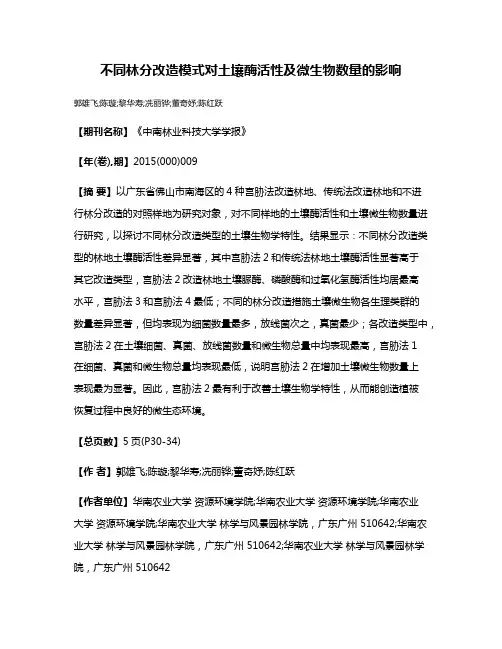 不同林分改造模式对土壤酶活性及微生物数量的影响