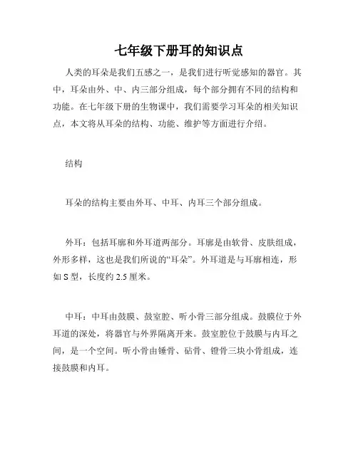 七年级下册耳的知识点