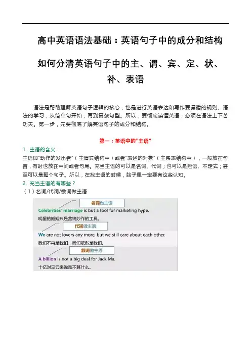 超实用新高考英语专题复习：如何分清英语句子中的主、谓、宾、定、状、补、表 