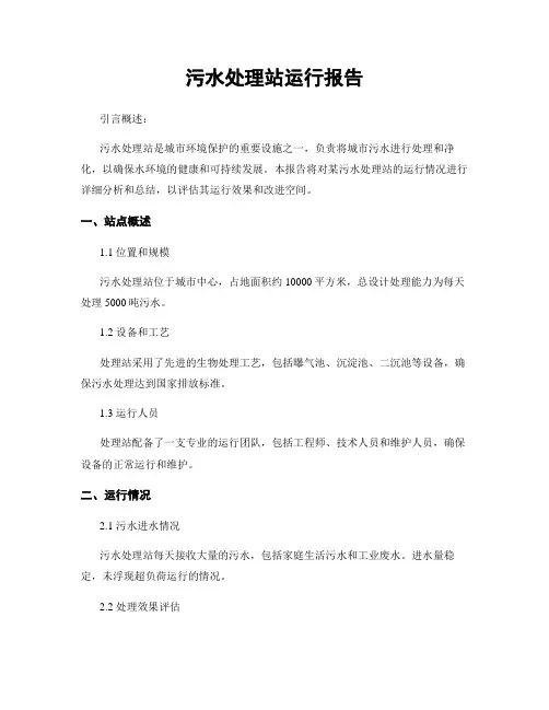 污水处理站运行报告