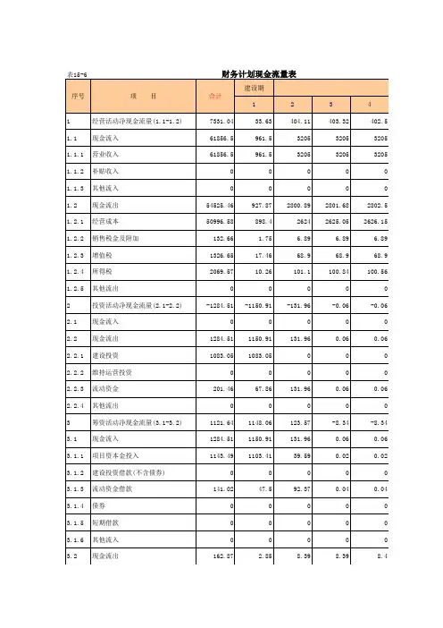 财务计划现金流量表
