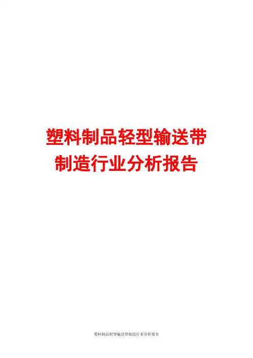 塑料制品轻型输送带制造行业分析报告