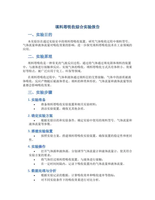 填料塔吸收综合实验报告